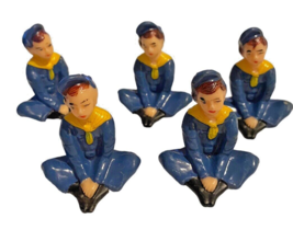 Vintage Enesco Boy Scout Figurine Figure Set Lot 5 Japan Handpainted Collectible - £58.95 GBP