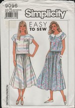 Simplicity 9096 Cottagecore Boxy Top &amp; Skirt Pattern Two Piece Dress 1980s Uncut - £13.09 GBP