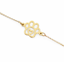 14K 9K Gold Tiny Dog Paw print charm bracelet,Dog lovers Gift,Pet Memorial Loss - £156.29 GBP+