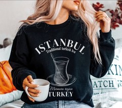 Istanbul Turkey Sweatshirt, Vintage Women&#39;s Traditional turkish tea Crewneck Swe - £35.20 GBP