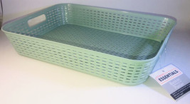 Storage Essentials Woven-Look Basket W Handles Lt  Green 10x14x2.5-in.NEW-SHIP24 - £9.31 GBP