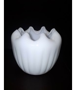 Vintage Milk Glass Vase ruffled Tulip shaped beautiful glassware - £7.52 GBP
