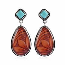 Ethnic Boho Drop Dangle Jewelry Gemstone Turquoise Dangle Earrings Hook Ear Stud - £7.55 GBP