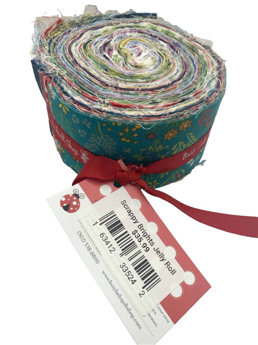 Busy Lady Quilt Shop Scrappy Brights Jelly Roll NEW - $28.49
