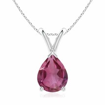 ANGARA 9x7mm Natural Pink Tourmaline Solitaire Pendant Necklace in Silver - £310.65 GBP+