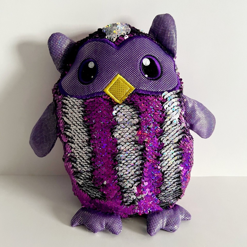 Shimmeez Owl Sequin Reversible Purple Silver Plush Stuffed Animal 8" PLSHY1 Item image 3