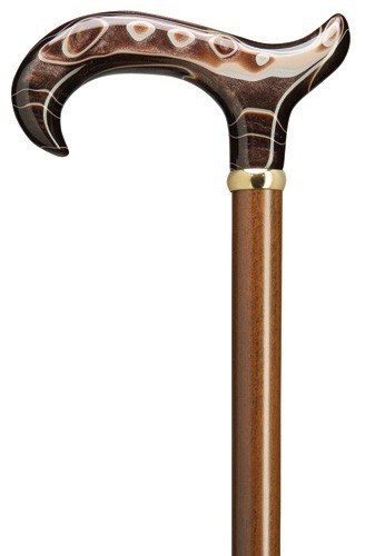 Primary image for Ladies Derby Walnut Cane, Brown Swirl Lucite Handle  -Affordable Gift! Item #DHA