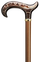 Ladies Derby Walnut Cane, Brown Swirl Lucite Handle  -Affordable Gift! I... - £71.96 GBP