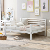 Wooden Full Size Daybed with Clean Lines, White - £196.53 GBP