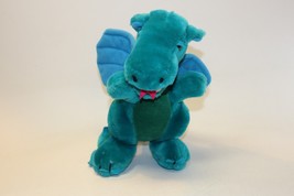 Vintage 1983 Dakin Dragon Plush Teal Blue Green Wings Mythical Stuffed Toy - £7.78 GBP