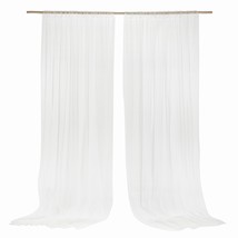 Wrinkle-Free Wedding Backdrop Curtains With Silver Spark 2 Panels 5Ft X 10Ft Whi - £39.61 GBP