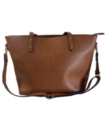 Poppy &amp; Peonies &quot;Go Getter&quot; Brown Vegan Leather Tote Bag Travel Laptop - €82,49 EUR