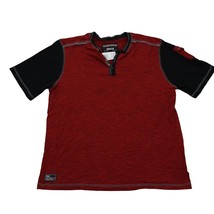 Distortion Shirt Mens XL Red Short Sleeve Henley Neck Knit Pocket Casual... - $15.72