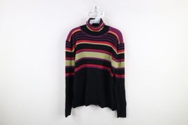 Vintage 90s Streetwear Womens XL Distressed Wool Striped Knit Turtleneck... - £34.33 GBP