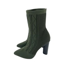 Catherine Malandrino Green Sock Booties Knit Upper Pointed Toe Heel Sz 7 SH22 - $99.00