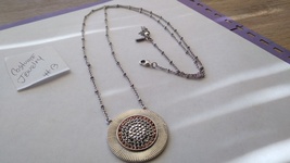 Simulated multi gemstone silver disk village style handmade necklace 18 ... - $14.00