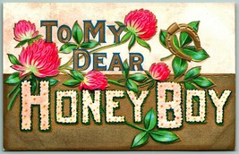Large Letter Floral Greetings To My Dear Honey Boy UNP Unused DB Postcard G12 - £6.29 GBP