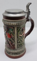 Vtg Antique Old Gerz Lidded Beer Stein Mug West Germany Cherub Hunters i... - $33.85