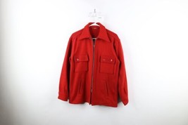 Vintage 40s 50s Streetwear Mens Medium Distressed Wool Full Zip Shirt Jacket USA - £118.64 GBP