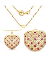 Mother's day  heart shaped ruby gold necklace gift  - $299.96