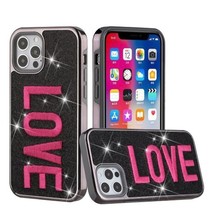 PINK Embroidery Glitter Chrome Hybrid Case for iPhone 12 Pro Max 6.7&quot; BLACK - £6.84 GBP