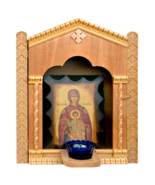 Wood Carved Traditional Byzantine Greek Orthodox Icon Vigil Oil Lamp Wal... - £72.54 GBP+
