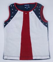 LIMITED TOO GIRLS SIZE XS 8 SLEEVLESS TOP PATRIOTIC RED WHITE BLUE SILVE... - $7.91