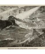 1914 WW1 Print Torpedo Boats Attack Battleship Antique Military Collectible - $733.58 MXN