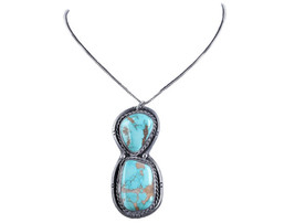 Vintage Navajo Sterling/turquoise pendant on necklace w - £222.90 GBP