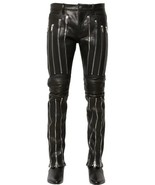 Leather Pant Pants Men&#39;s Real Men Cargo Biker Jeans Cowhide Trousers Bla... - $200.24 CAD