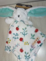 Blankets beyond NEW Baby Security Blanket White bunny green ears apples ... - £13.29 GBP