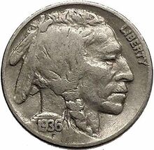 1936 BUFFALO NICKEL 5 Cents of United States of America  - $9.99