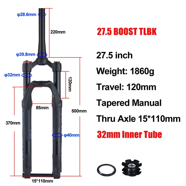 BOLANY 27.5/29inch Mtb Air Fork Thru Axle 100x15mm/110x15mm Boost Suspension Bic - £313.59 GBP