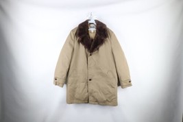 Vtg 70s Woolrich Mens 44 Shearling Collar Down Insulated Trench Coat Jacket USA - £96.42 GBP
