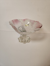Mikasa Pink Tulip 7&quot; Footed Centerpiece Bowl Satin Pink Floral Frosted G... - $457.49 MXN