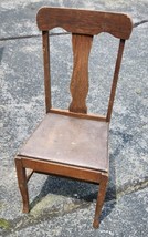 Vintage Wood Dining Chair Fiddle Violin Back Kitchen Sitting Antique Oak? - $39.99