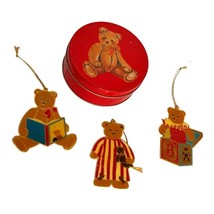 Schmid Gordon Fraser Enamel Teddy Bear Ornaments With Tin Vintage 1983 S... - $19.79