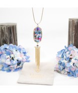 Kendra Scott Rayne Teal Tie Dye Glass Long Pendant Necklace NWT - £66.87 GBP