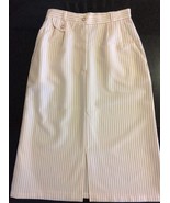 Off White Striped Skirt 70s Midi S Preppy Sum... - $17.00