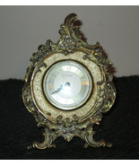 VINTAGE ENDURA FLORAL BRASS ROUND ALARM CLOCK FOOTED WEST GERMANY - $131.06 CAD