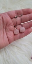 NEW Sterling Silver - DESIGNER Rose Quartz Ball Chain Dangle Post - £18.98 GBP