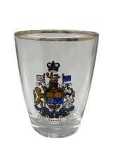 Vintage Canada Coat of Arms Gold Rimmed Thick Shot Glass Souvenir - $8.90