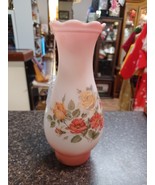 Vtg 10&quot;  Opaque Milk Glass Lamp Hurricane Chimney Painted Flowers 3&quot; Fitter - $561.02 MXN