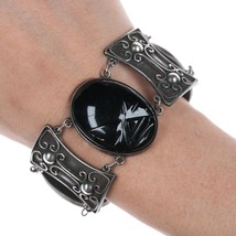 6 7/8&quot; Vintage Taxco Sterling and carved onyx bracelet - £178.10 GBP