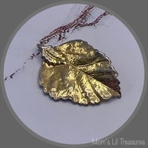 Vintage Pendant  - Small Dipped Leaf - Gold Tone Metal  1 - 1/8” X 3/4” - £5.37 GBP