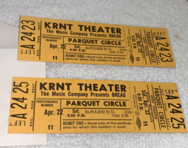 BREAD 2 UNUSED 1972 CONCERT TICKETS &amp; ORIGINAL WILL CALL ENVELOPE KRNT T... - $12.98