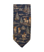 Vintage 1970s Christian Dior Men&#39;s Silk Neck Tie Wide Equestrian Print Blue - $412.40 MXN