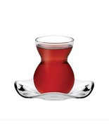Pasabahce 12 Pcs Tea Cup and Saucer Set Curved Glass Traditional Turkish... - $748.81 MXN