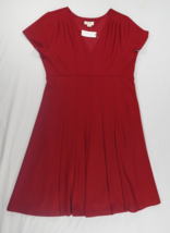 Anthropologie Maeve Lincoln Center Dress Red V-Neck Swing Fit n Flair Wms XL New - £54.33 GBP