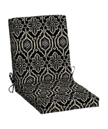 37"L X 19.5"W Black Medallion 1 Piece Rectangle Patio Outdoor Chair Cushion NE - $27.68 - $34.43